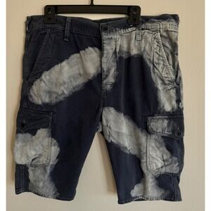True Religion Men's Mountain Dean Cargo Short Blue White Tie Dye Size 36